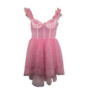 Sugar Thrillz Pink Glitter Tulle Corset Dress With Bow Detail XXS